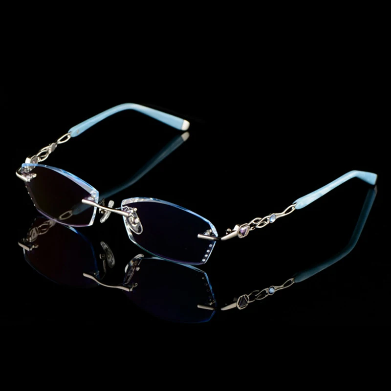 Очки для чтения женские титановые очки без оправы Серебристые безрамные