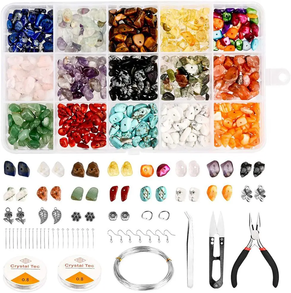 Irregular Natural Stone Beads Box WIth Accessories and Tools Gemstones Healing Loose Rocks For DIY Necklace Jewelry Making Craft