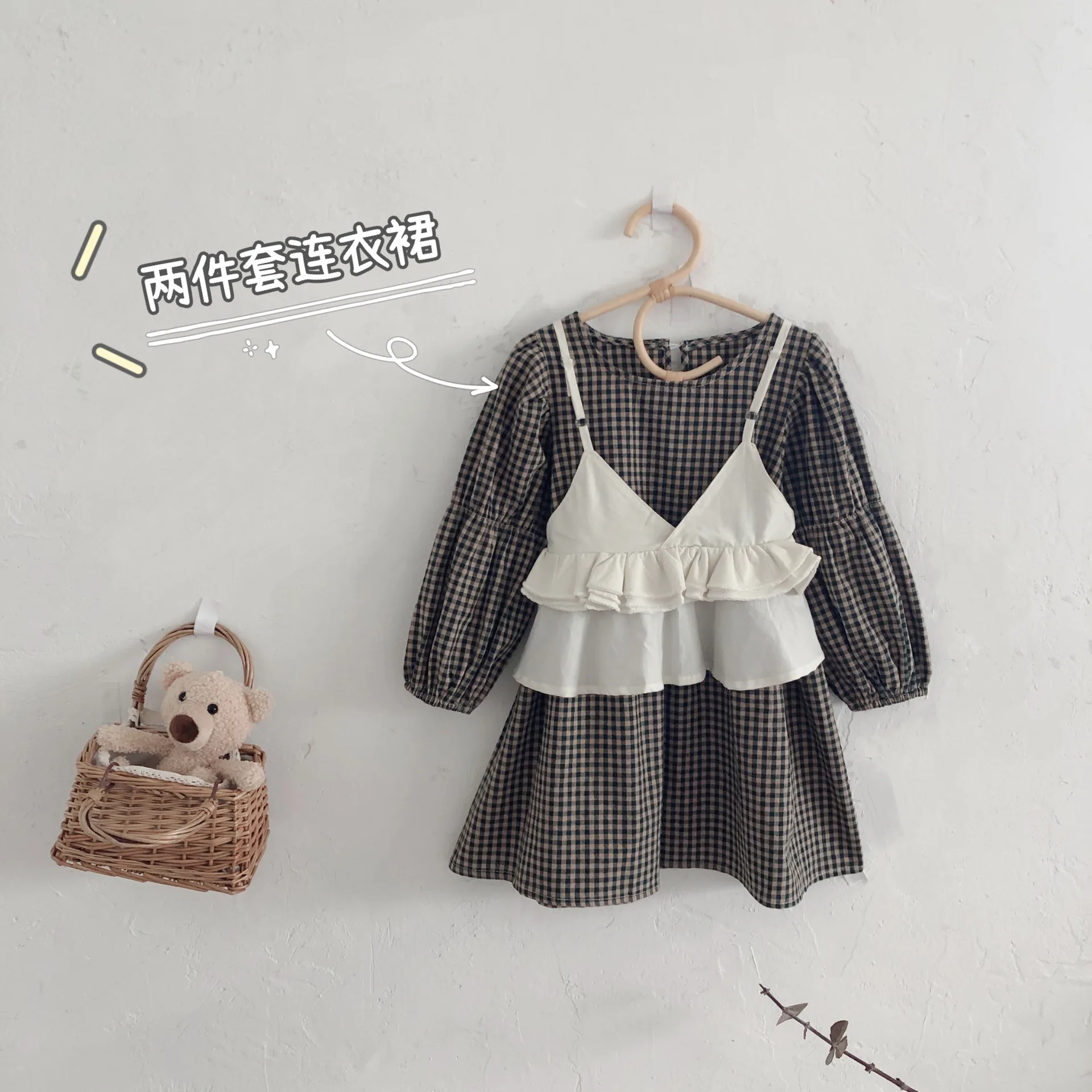 2021 Hot-Selling Autumn Clothes Factory Price Girls Dress New Girl Baby Two-Piece Plaid Long-Sleeved Children's Skirt |