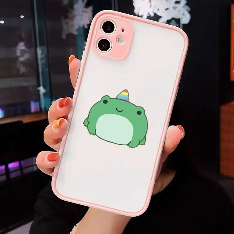 

Mint green Funny The Frog Phone Cases Matte Transparent For iPhone 12 Mini 11 Pro XR XS Max 7 8 Plus