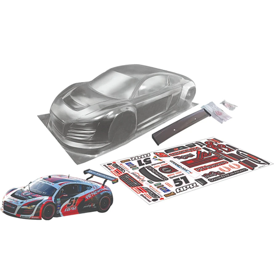 Автомобиль на радиоуправлении Audi R8 PC прозрачный корпус + наклейка для 1/10 Rc Дрифт