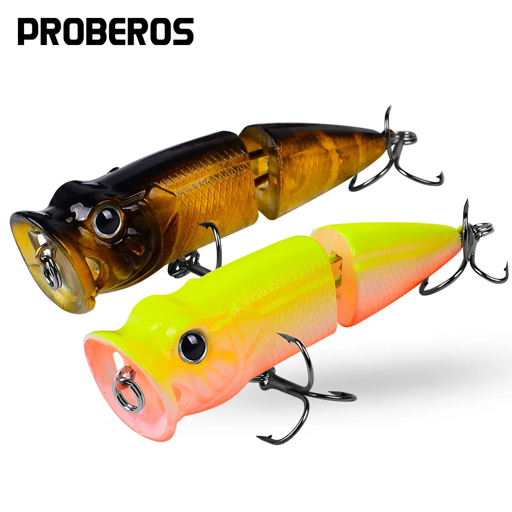 

PROBEROS 1PCS Floating Jointed Popper 8cm-11g Topwater Fishing Lure 2-Sagment Artificial Hard Bait Bass Wobblers Fishing Tackle