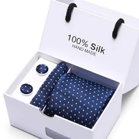 pink color printed ties custom brand men ties purple checked necktie sets cufflinks hankies in gift box packing ties for men