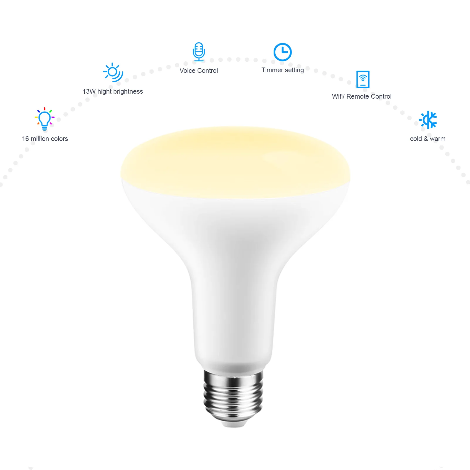 

WiFi LED Light Bulb E27 2800K-6500K RGB Lighting Effects APP Control LED Lamp Bulb Compatible with Google Assistant/Alexa/ IFTTT