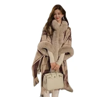 glucose cake retro knitted cape jacket women autumn and winter 2021 new style western style hooded shawl coat m340
