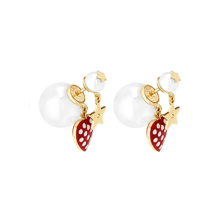 

Korean fashion Tanabata Valentine's Day limited wave drops of oil before and after love Pearl earrings