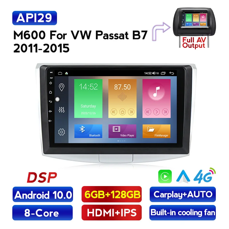 Автомагнитола IPS 6G + 128G Android 10 0 4G LTE RDS мультимедийный видеоплеер для VW Volkswagen Passat B7 B6