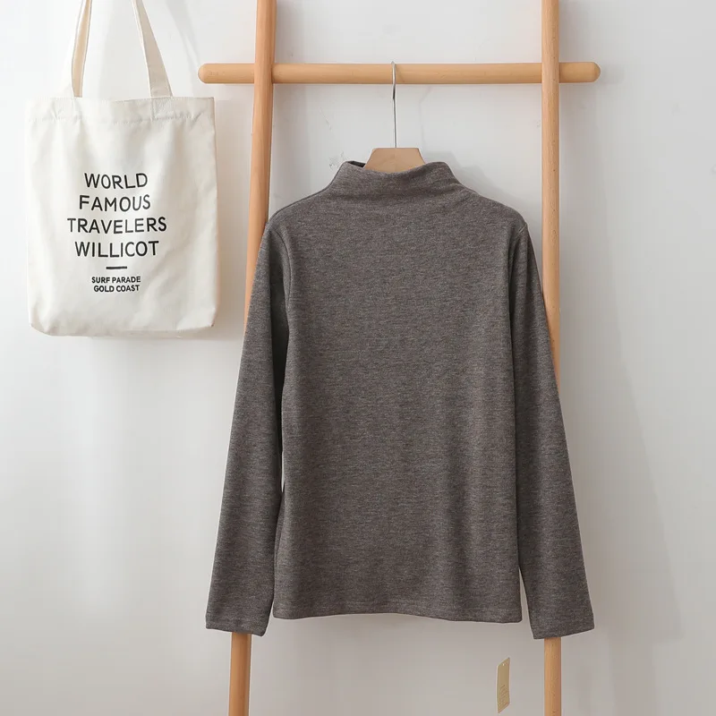 Утепленные топы с ложным воротником на осень и зиму Женский хлопковый УТЕПЛЕННЫЙ