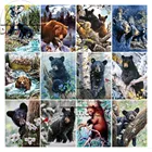 Полноразмернаякруглая алмазная живопись, животные, медведь, мультфильм, алмазная вышивка, наборы для вышивки крестиком, мозаика, лес, пейзаж, плакаты