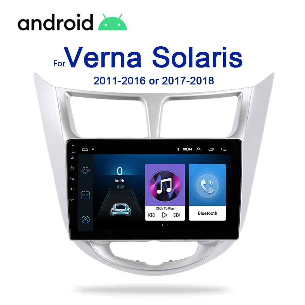 2Din Android 9 1 автомобильный Радио стерео Мультимедийный плеер для Hyundai Solaris Accent Verna 2010