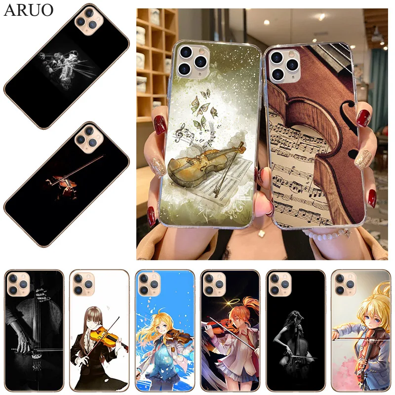 

Phone Case For iPhone 13 12 11 Pro XS Max 7 8 6 6s Plus 13Mini SE2020 X XR Butterfly Violin Girl Soft TPU Silicone Cases Cover
