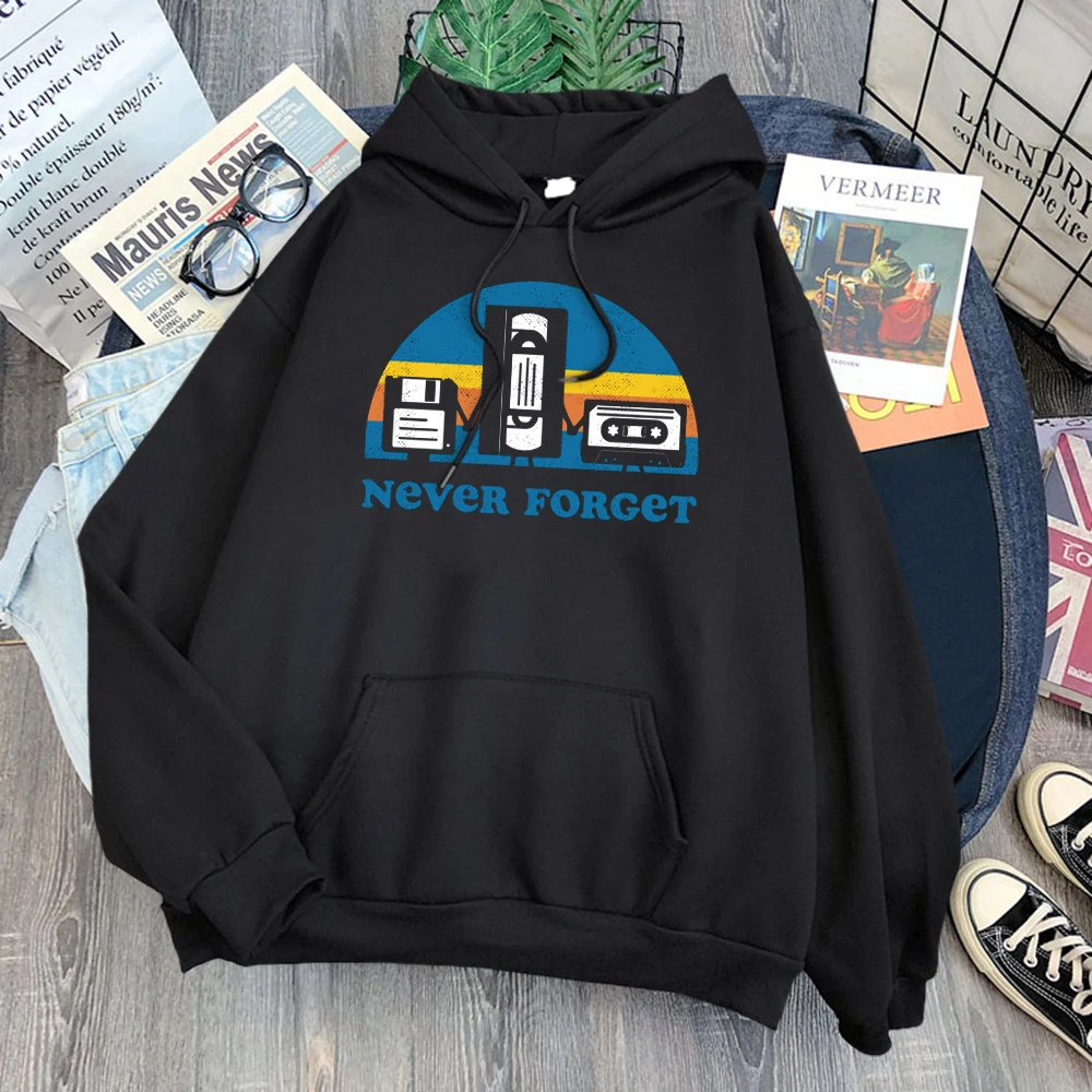

Hoodies Female Never Forcet Letters Pattern Print Tops Women Oversize O-Neck Hoodie Casual Harajukua Style Women's Slim Hoodies