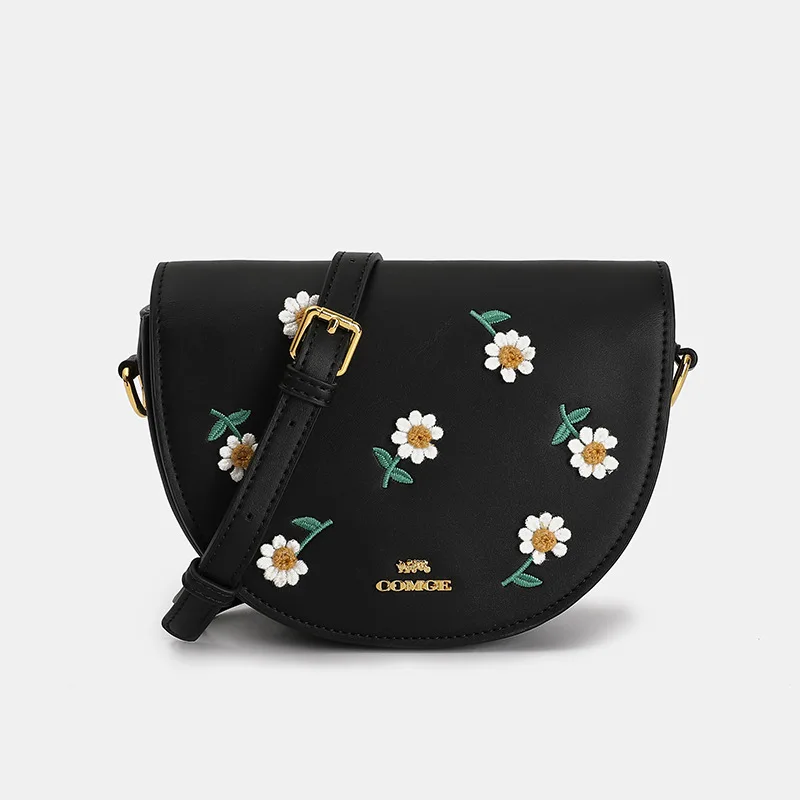 

Full Part Cow Leather Saddle Bag for Women 2021 New Creative Embossed Bags Printing Pattern Single Shoulder Messenger Handbag Cc
