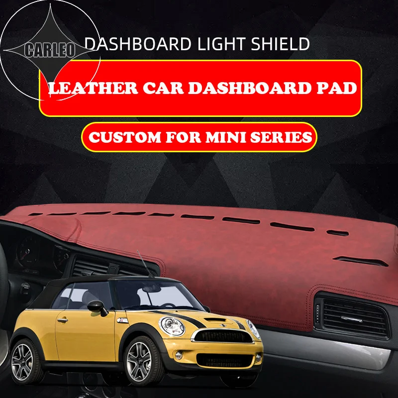 Custom for BMW MINI Series F55 F56 R56 Dashboard Avoid Light Pad Instrument Platform PU Leather Suede Insulation Mat