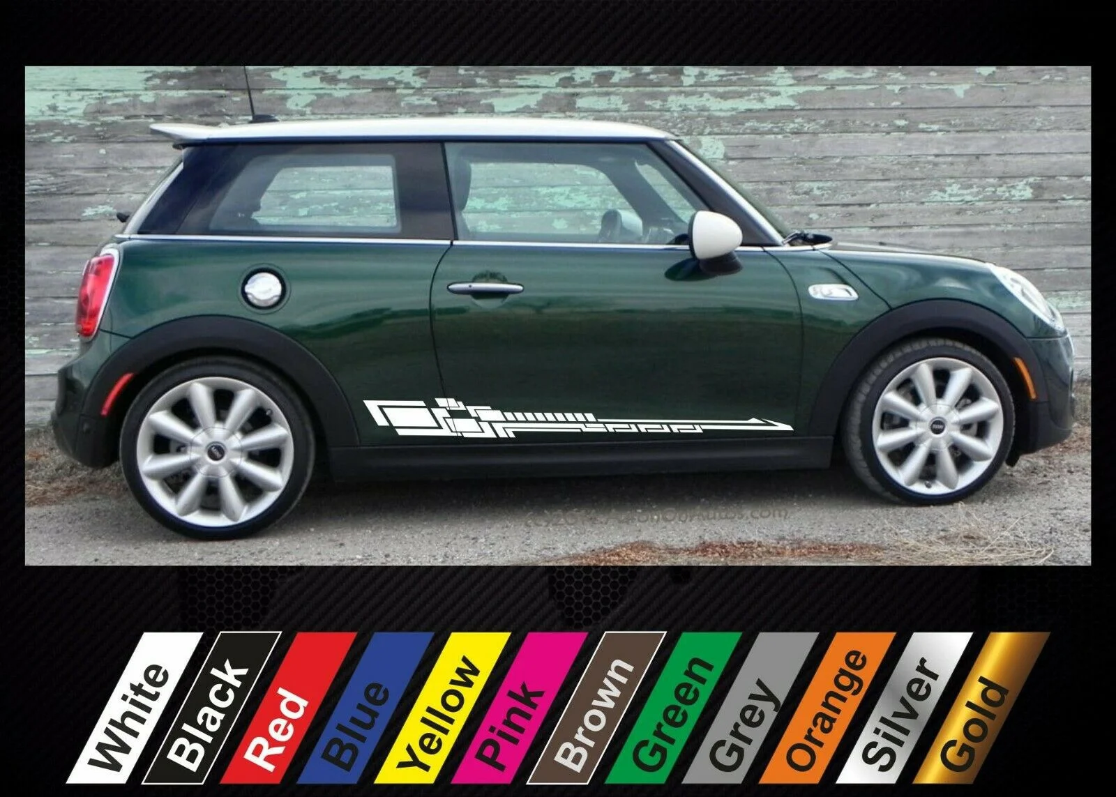 

For x2 stickers Mini Cooper graphics side stripe decal sticker #16