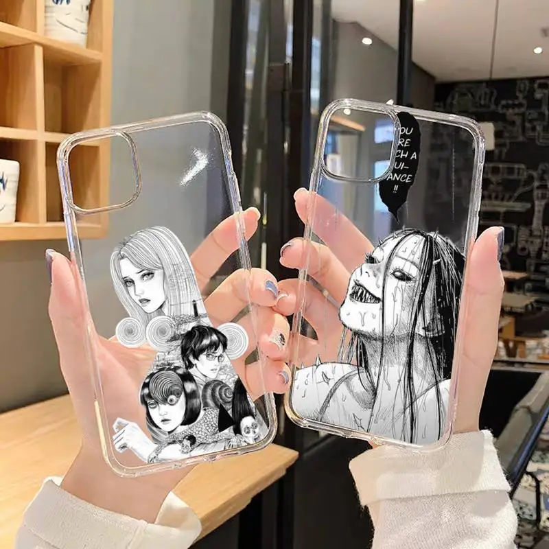 

Junji Ito Tees Horror Anime Phone Case Transparent soft For iphone 5 5s 5c se 6 6s 7 8 11 12 13 plus mini x xs xr pro max