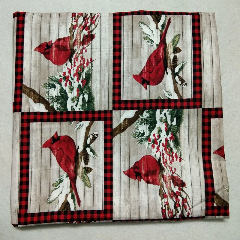 Рождественская хлопковая ткань с рисунком Красной счастливой птицы лоскутное