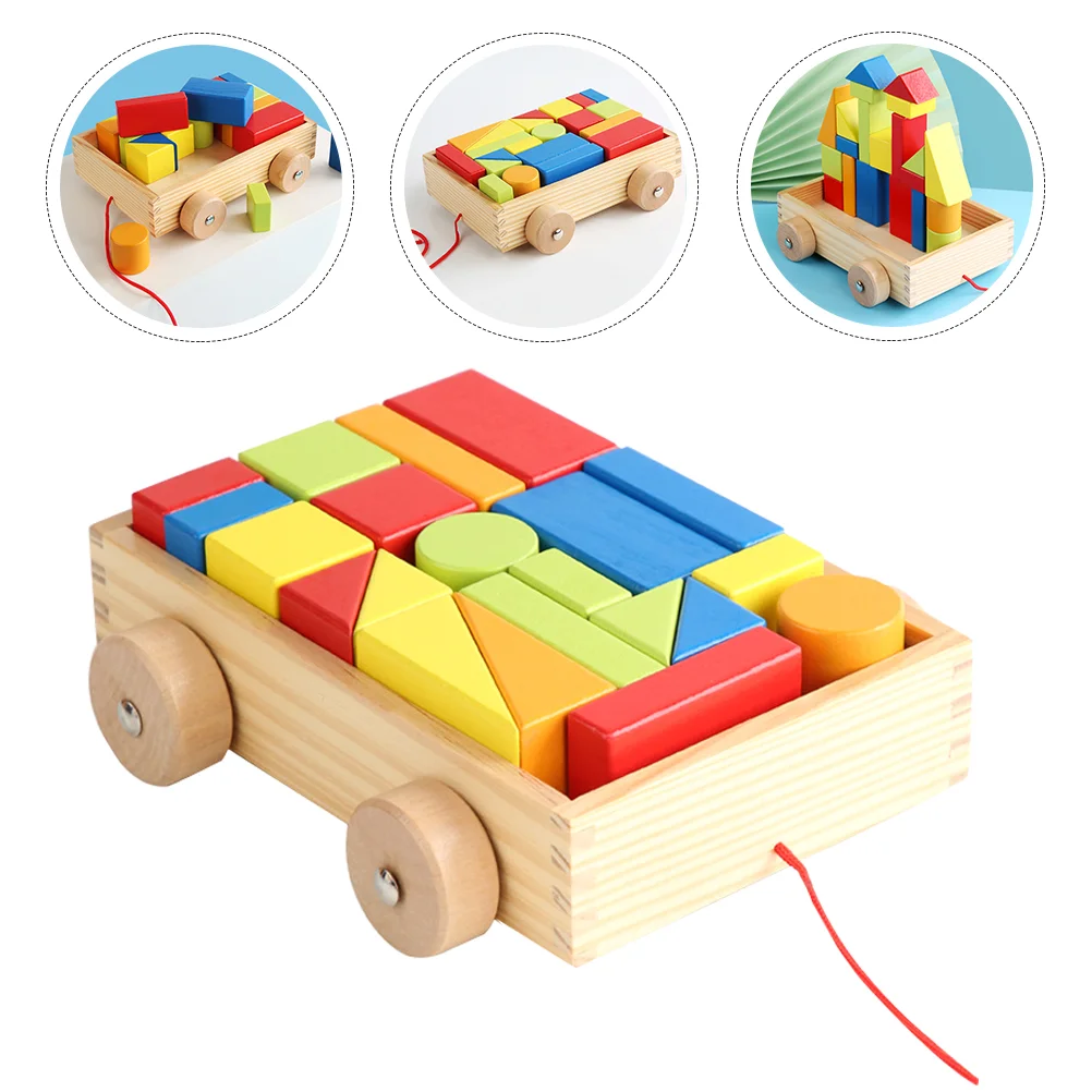 

1PC Interesting Blocks Towing Vehicle Plaything Child Puzzle Early Education