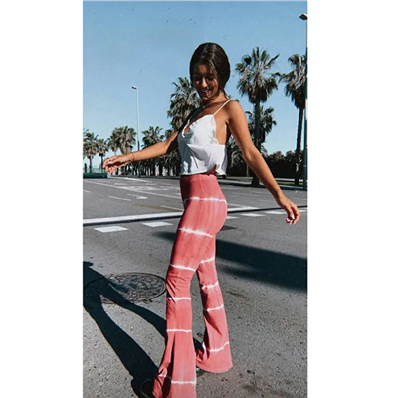 2020 готические женские полосатые расклешенные брюки элегантные офисные с высокой