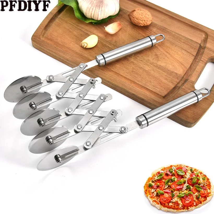 

Stainless Steel Pizza 5 Wheel Cut Tools Cutter Dough Divider Side Household Pizza Knife Cake Tools Wheel Use for Waffle Cookies