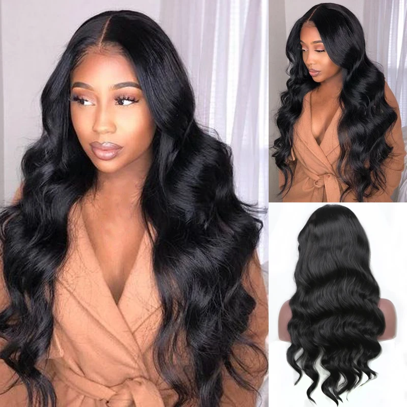 Харизма длинный волнистый черный парик термостойкие волосы синтетический на