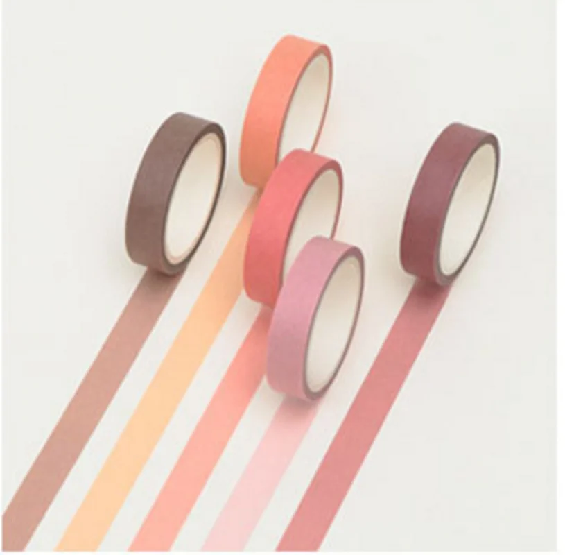 new 5pcs/lot 5m Length Creative Pure Color Practical Decorative Adhesive Tape Masking Washi Tape School Office Supplies
