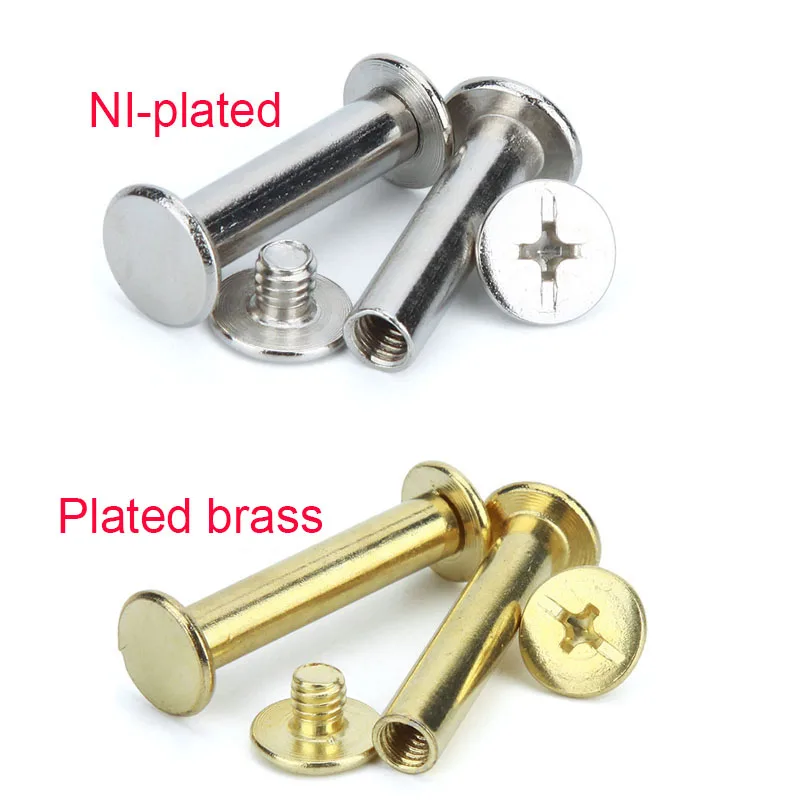 

5-20Pcs M5 Plated Brass/Ni-plated Mother Rivet For Leather DIY Tube Photo Album Binding Screw Book Binding Screw Length 5-100mm