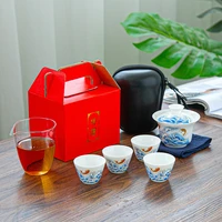 chinese ceramic teapot gaiwan with 4 cups a tea sets portable travel tea set drinkware