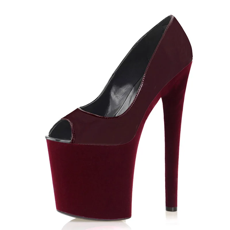 

Mclubgirl 20 см модные замшевые туфли с открытым носком сексуальные Подиумные туфли на платформе для ночного клуба на высоком каблуке большой ра...