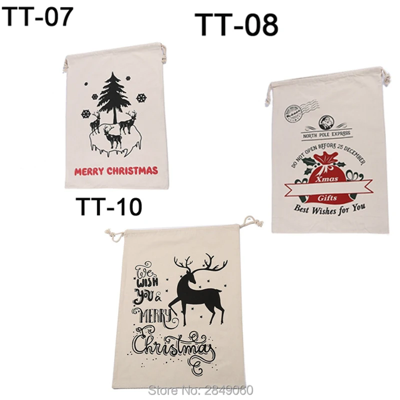 Рождественский мешок 20 шт./партия Санта-Клаус большой детская холщевая сумка на