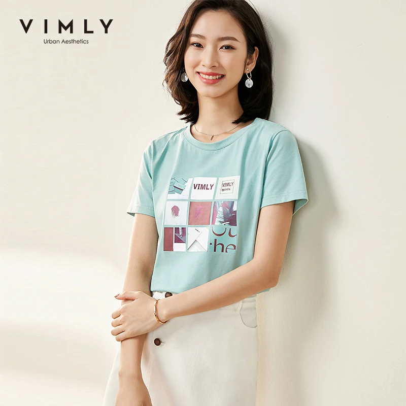 Женская футболка с принтом Vimly творческая круглым вырезом и коротким рукавом