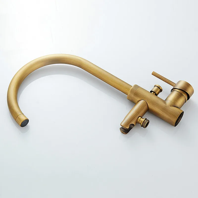 Смеситель для кухни медный античный напольный кран ванной с ручным распылением