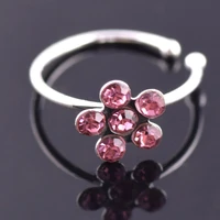 6 colors fake piercing plum nose rings punk delicate flower girl stainless party dinner daily hoop jewelry