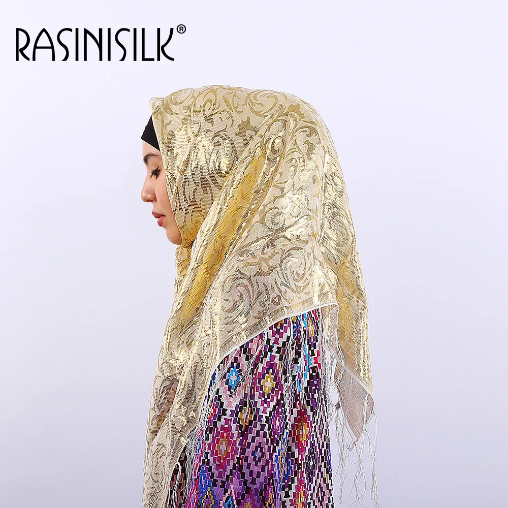 Модные 85*85 см жаккардовое с принтом шелка исламский хиджаб мусульманский шарф