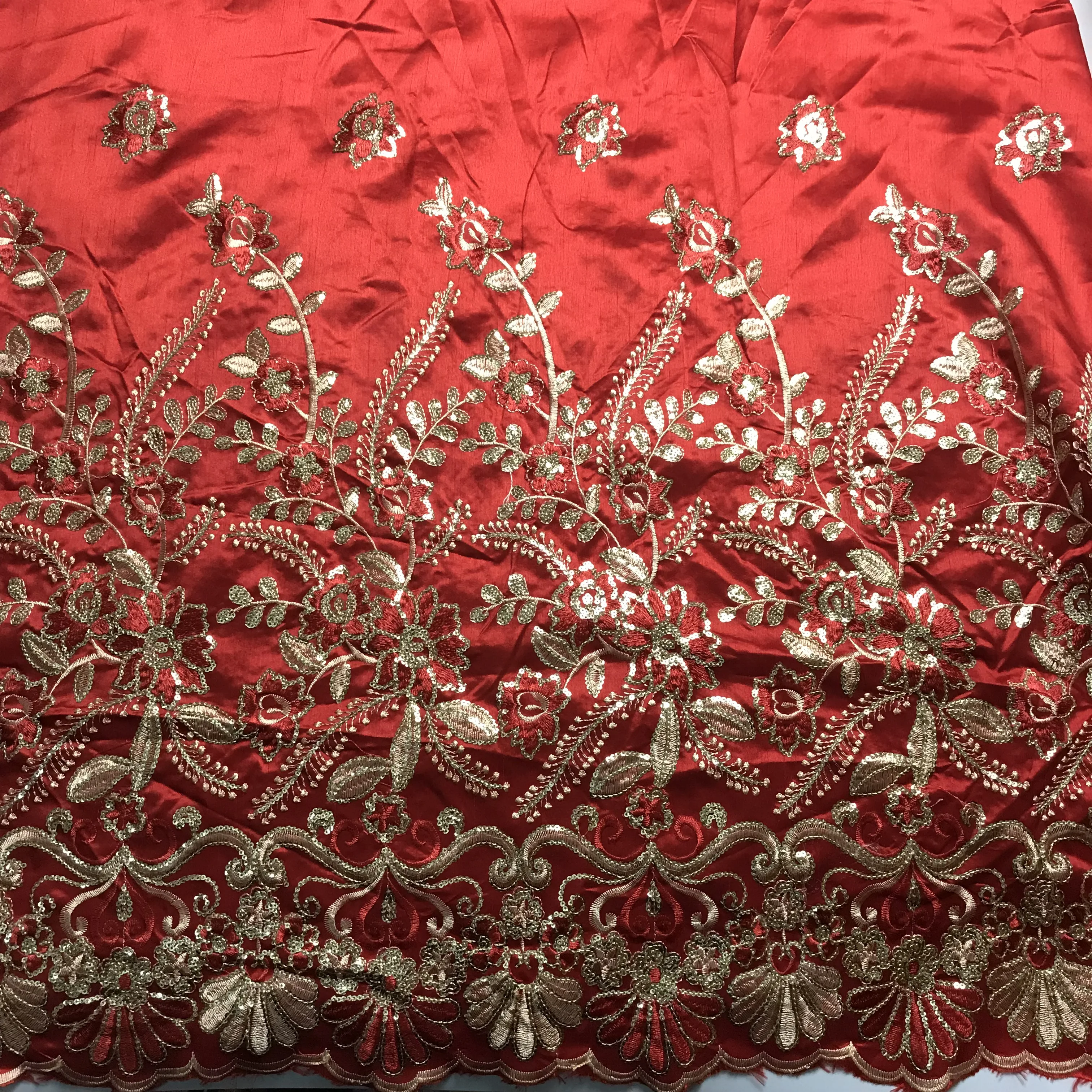 Кружевной шарф из 100% хлопка с блестками в африканском стиле красного цвета