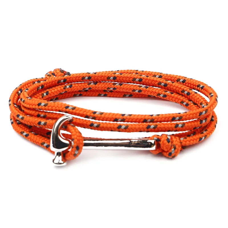Новые модные браслеты с молотком для мужчин Очаровательная веревка выживания