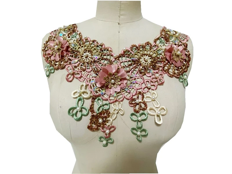 1 шт. Стразы ручной работы с жемчугом кружевные нашивки Пришивные бусины 3D цветы