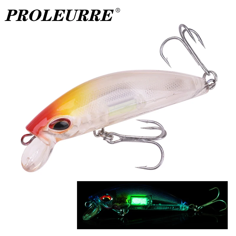 

1Pcs Luminous Minnow Hard Fishing Lures 7cm 11g Winter Sinking Wobblers Artificial Plastic Bait Treble Hook Sea Pesca Tackle