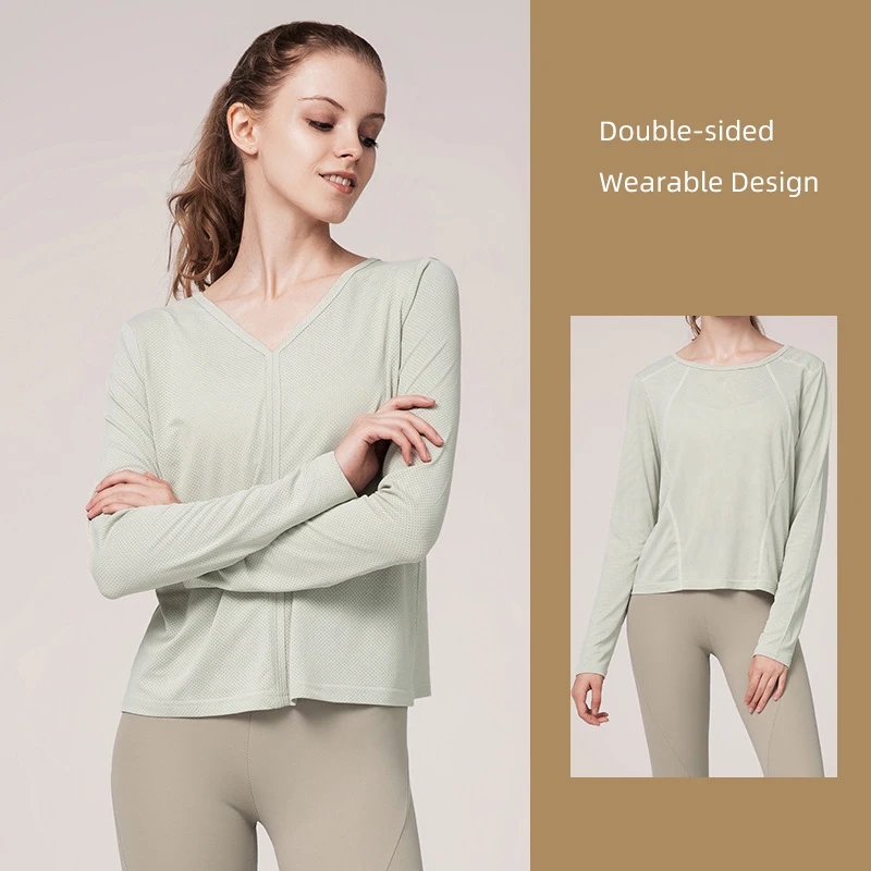 Новинка Осенние однотонные красивые рубашки для йоги женские новые