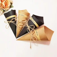 50pcs diy vintage kraft paper confetti cones wedding decoration flowers bouquet holder candy gift packing party favors supplies