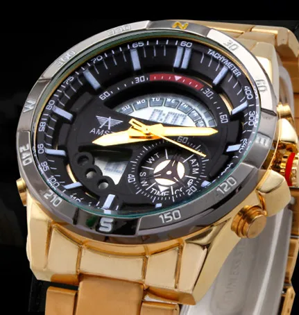 Мужские кварцевые часы с двойным жк дисплеем и датой|watch brand|watch forwatches for men |