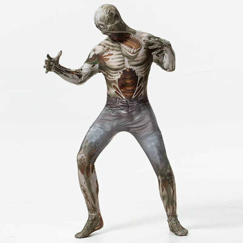 

Halloween Men Adult Funny Horror Vampire Zombie Skull Ghost Costume One-piece Cosplay Stage Performance Party Decoration Props