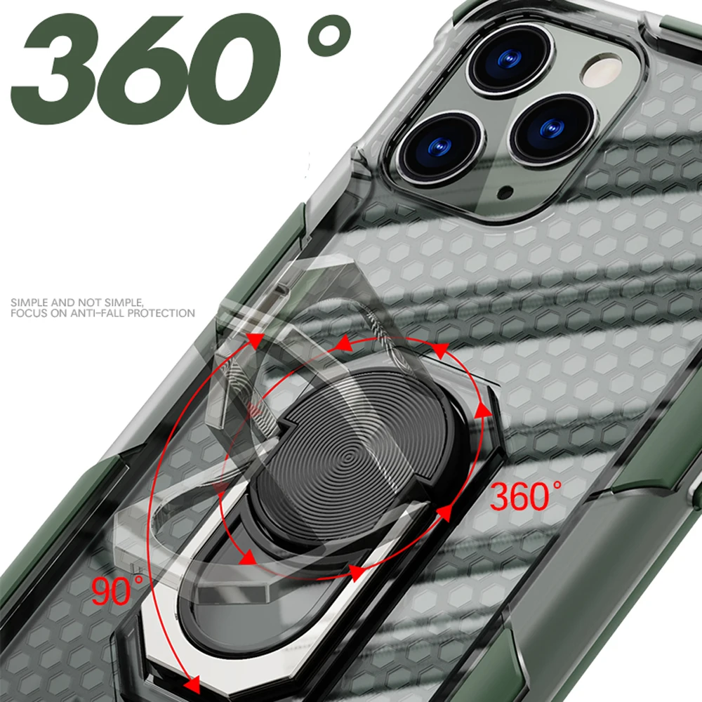

Magnetic Metal Finger Ring Holder Case For iPhone 12 Mini 11 Pro Max Xs Max XR X 8 7 6 6s Plus SE 2020 Armor Stand Back Cover