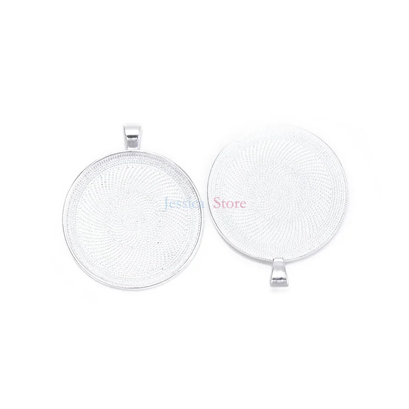 10 шт. серебряный цвет круглый пустой поднос базовый ободок подвеска настройка