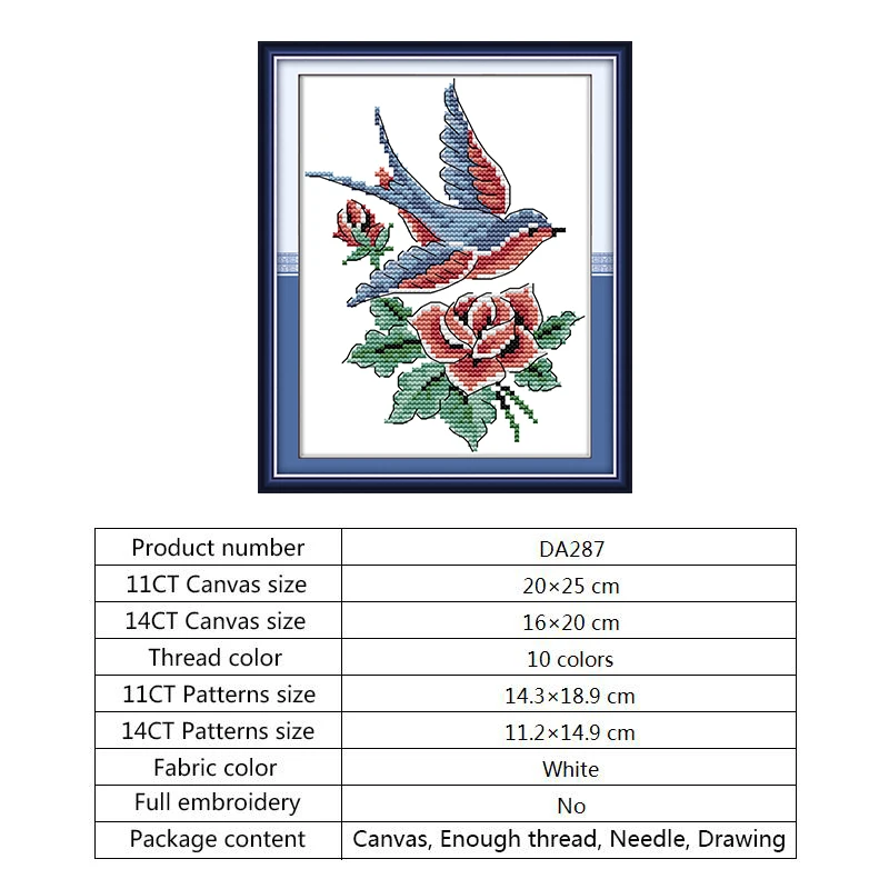 Bird Cross Stitch Kit Wall Home Decor Print Canvas Counted Dmc 14ct 11CT DIY Embroidery Needlework Sets Needlepoint | Дом и сад