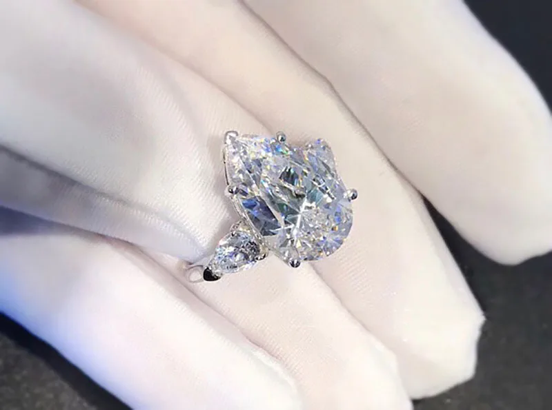 14K золото 5ct D Цвет VVS1 Moissanite кольцо обручальное кольцо с национальным сертификатом H1-13
