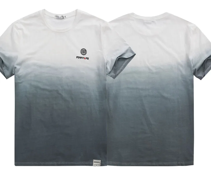 T7041white Для мужчин футболки плюс Размеры 7XL футболка Homme летние шорты рукав вышивка Для Мужчин's футболки мужской футболки градиент Цвета футболки - Цвет: T7041white