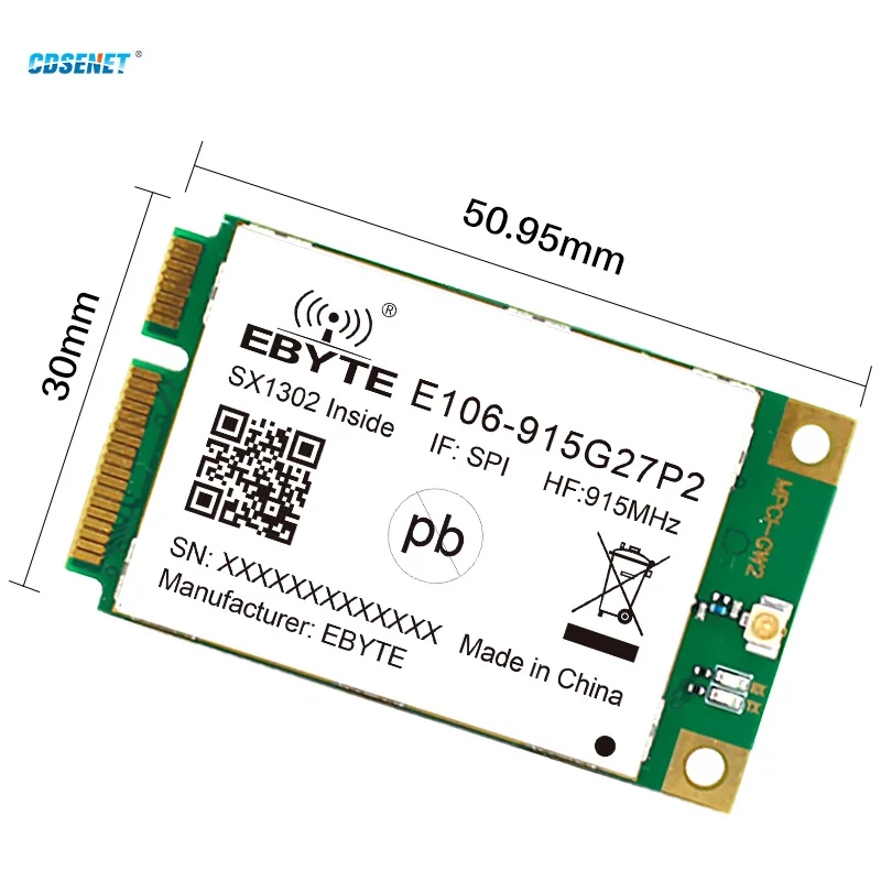 CDSENET-m&oacute;dulo de entrada LoRaWAN gateway E106, grado Industrial, compatible con Chips SPI PCI-e SX1302, E106-915G27P2-0