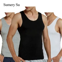 2 pcslot tank tops men modal fitness full stretch cool summer gym vest male seamless tops slim casual undershirt black 2 pack