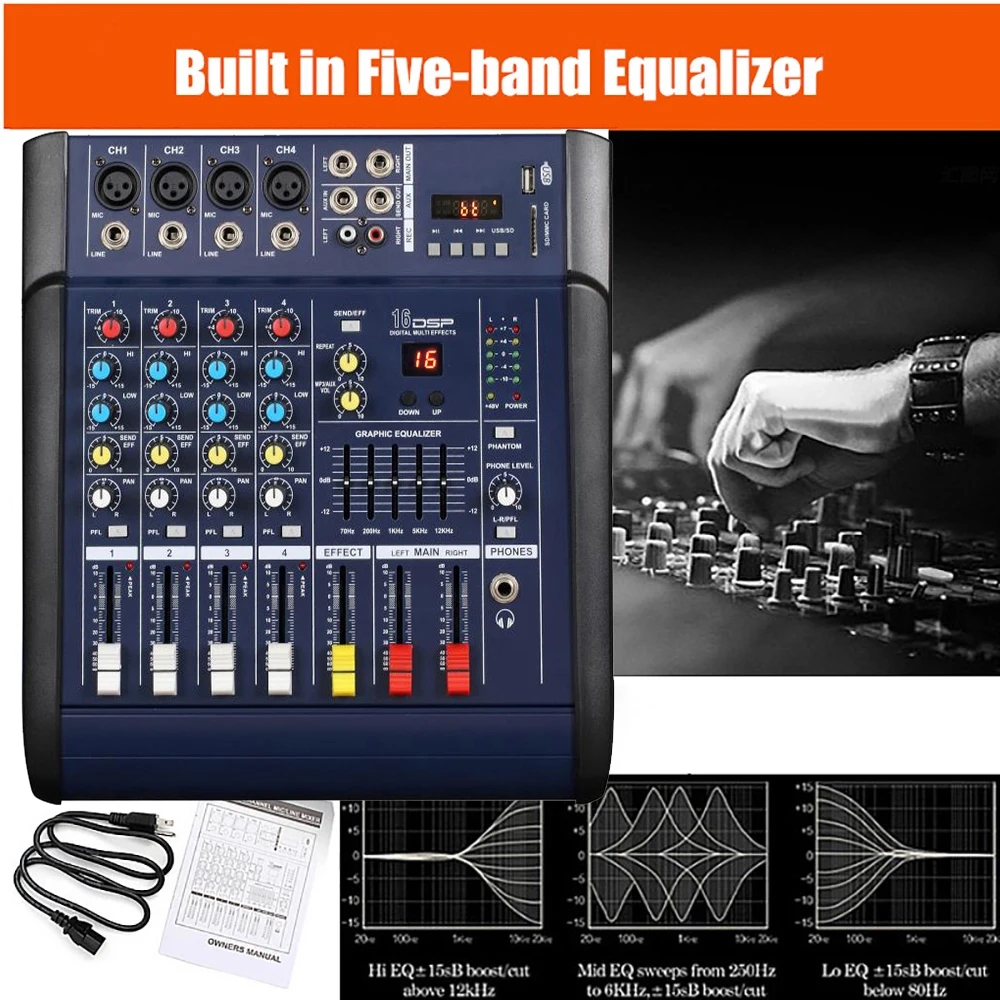 GAX-402D профессиональный звуковой микшер с USB DJ микшерной консолью MP3 Джек